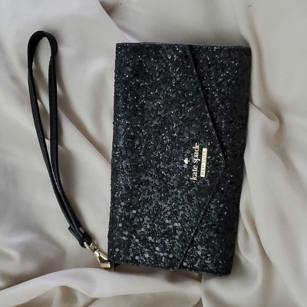 Kate Spade Black Glitter Shimmer Wallet Phone Case